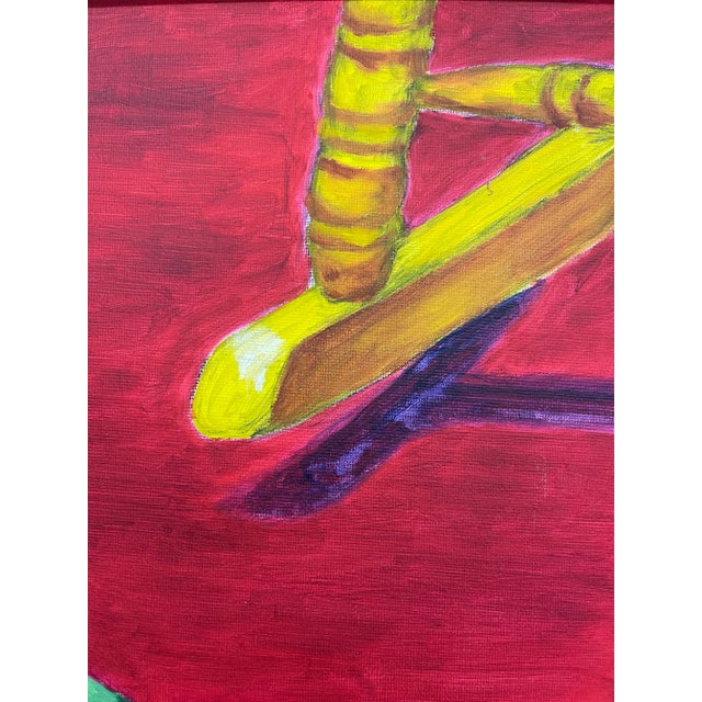 Textile Vintage Painting of Pull Toys by Amy Lee, 2006 - Original on Canvas, Framed For Sale - Image 7 of 10