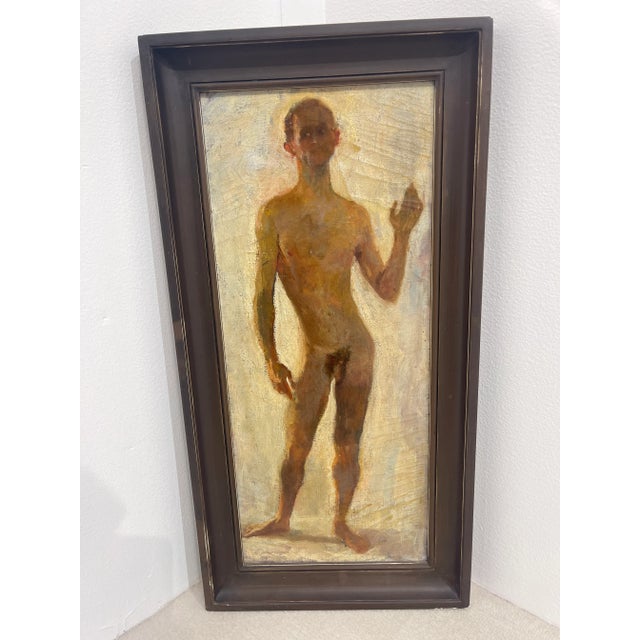1920 French Modern Male Nude Oil Painting on Academic Canvas For Sale - Image 13 of 13