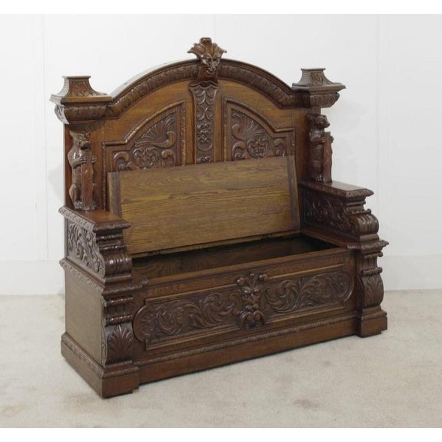 You are viewing a gorgeous hand carved italian renaissance oak bench just look at the details to the carving, i hope the...