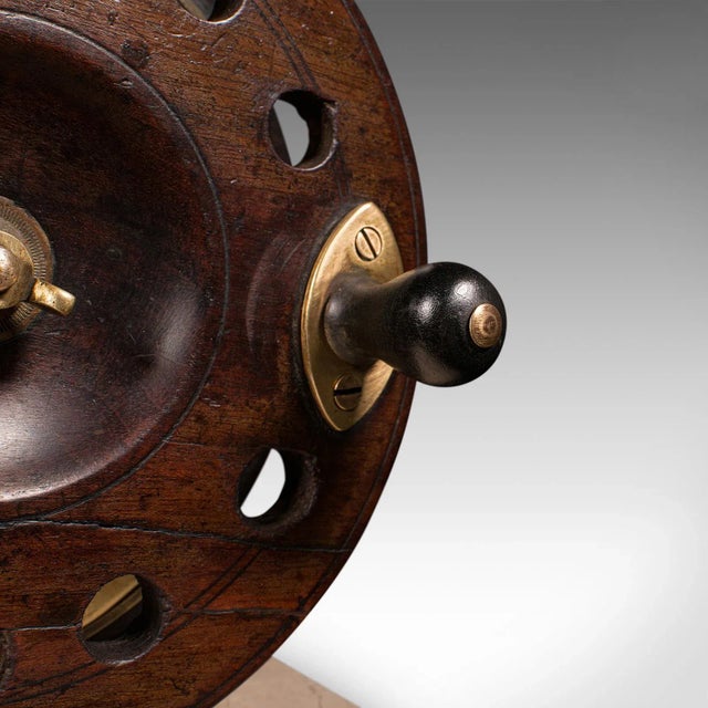 1900s Victorian Antique Mounted Fishing Reel, English, Brass, Decorative, Travertine For Sale - Image 10 of 13