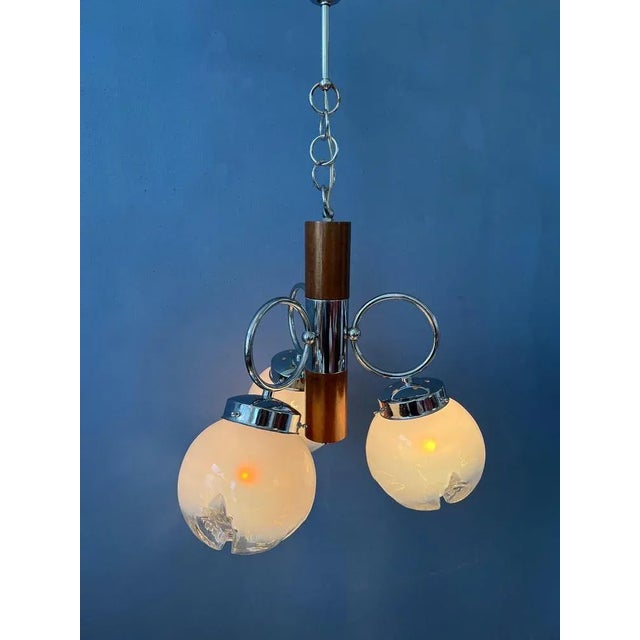 Mid-Century Space Age Murano Glass Pendant Light Ceiling Lamp from Mazzega, 1970s For Sale - Image 3 of 11