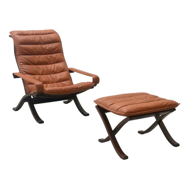 Set of Flex Lounge Chair and Ottoman by Ingmar Relling for Westnofa, Norway, 1960s For Sale