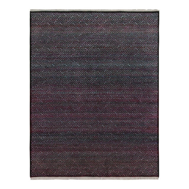 Contemporary Rug & Kilim’s Contemporary Rug in Blue and Purple Geometric Patterns For Sale - Image 3 of 7