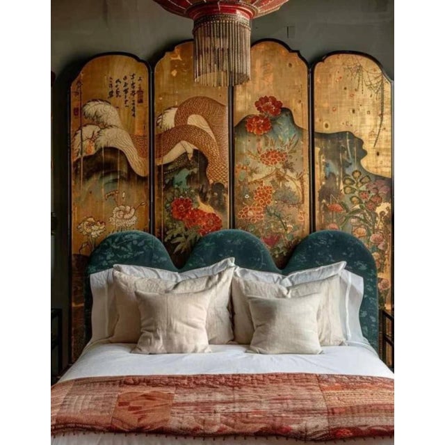 Vintage Hand Painted Folding Screen Room Divider Flowers & Fruit For Sale - Image 13 of 13