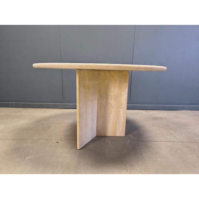 Italian Round Travertine Dining Table, 1970s For Sale - Image 9 of 14