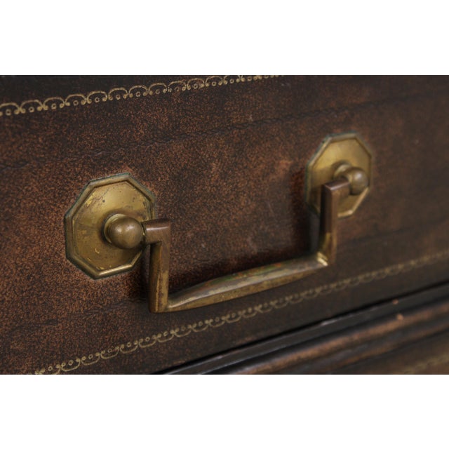 Maitland Smith Leather Wrapped Book Spline Console Cabinet For Sale - Image 9 of 18