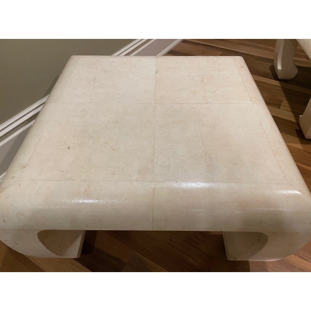Pair of Springer Low Square Tables Clad in Goat Parchment Leather For Sale In Miami - Image 6 of 6