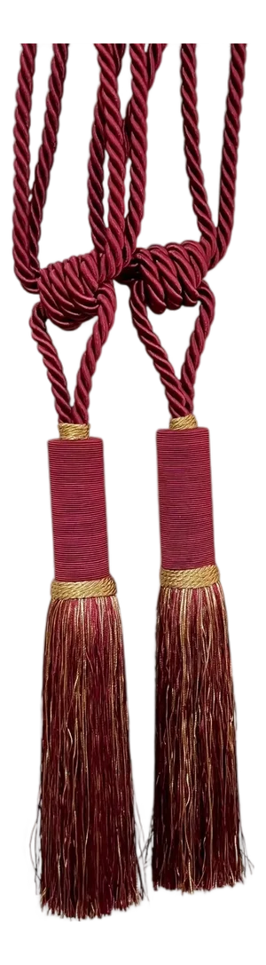 Par Vintage French Passementerie Tassel Drapery Tiebacks Burgundy and Gold