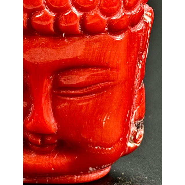 Late 20th Century Rare Red Coral Buddha Head Snuff Bottle For Sale - Image 5 of 13