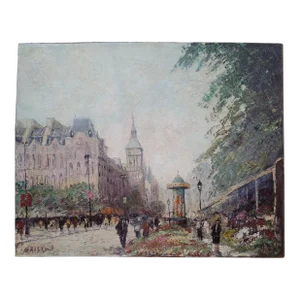 Marcel Brisson "French Flower Vendor" Original Oil Painting C.1950
