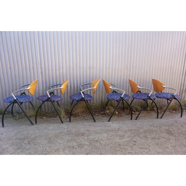 Set of 6 vepa alpine stackable chairs, conference chairs, dining room chairs. these 6 chairs are upholstered in a fabric...