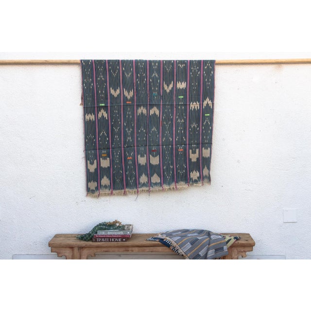 Vintage Baoule African "Turquoise Forest" Ikat Throw For Sale In Los Angeles - Image 6 of 6