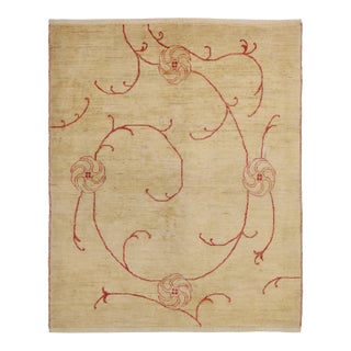 Hand Knotted Borderless Oushak Rug. 4'10" X 5'10" For Sale