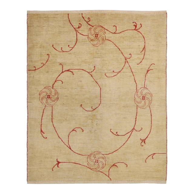 Hand Knotted Borderless Oushak Rug. 4'10" X 5'10" For Sale