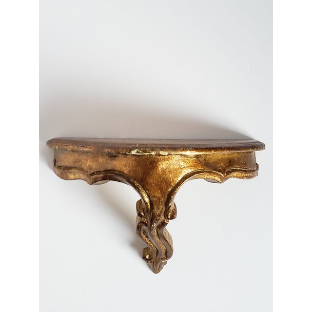 Mid century Italian Florantine hand carved giltwwod decorative small wall shelf