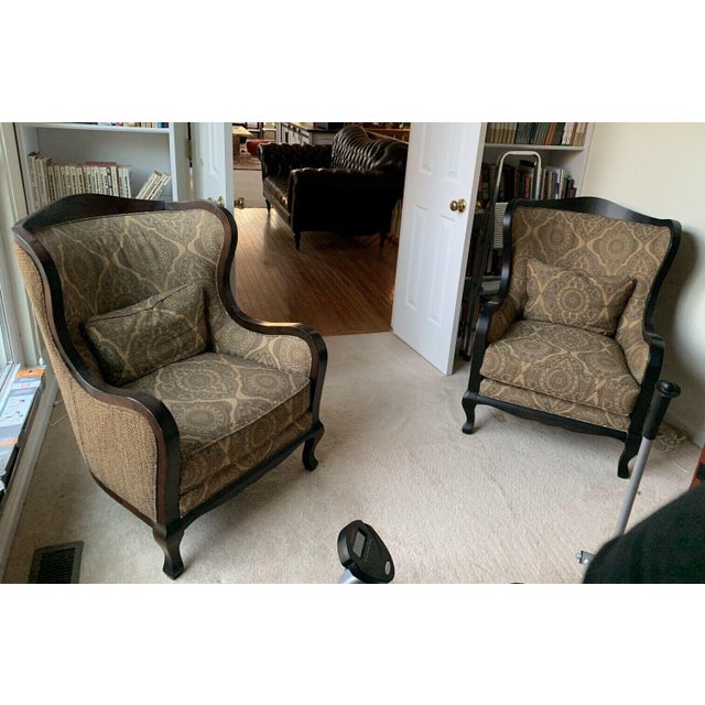 Arhaus Camden Collection Wood Frame Wingback Chairs a Pair Chairish