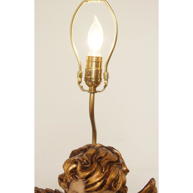Metal 1970s Italian Renaissance Style Cherub Table Lamp For Sale - Image 7 of 13