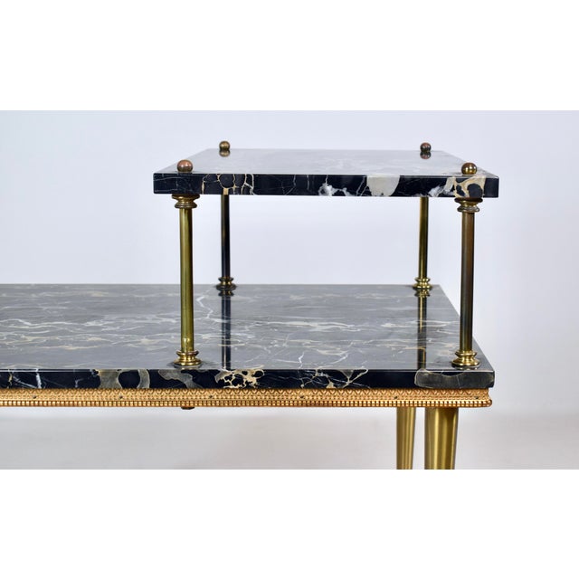 Black Italian Portoro Marble Brass Two Step Side Table For Sale - Image 8 of 13