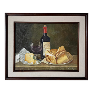 1990's Vintage Still Life Oil on Board Painting by Betty