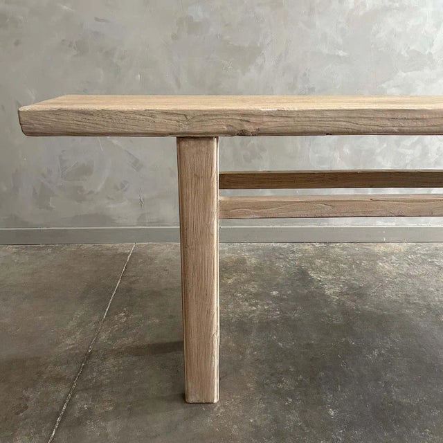 Wood Custom Made Long Elm Wood Console Table 108" For Sale - Image 7 of 8