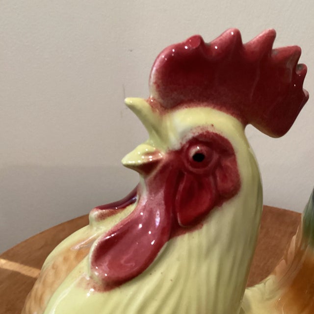 Vintage Hand Painted Colorful Ceramic Rooster in Boots Statue Figure For Sale In Chicago - Image 6 of 10
