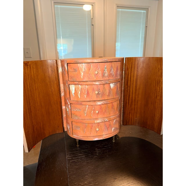 Vintage R&y Augousti Paris Jewelry Cabinet – Mother-of-Pearl Inlay, 4 Drawers For Sale In Tampa - Image 6 of 9
