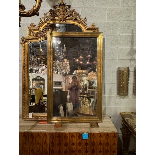 19th Century Transitional Antique Brass Bistro Mirror For Sale In Dallas - Image 6 of 6