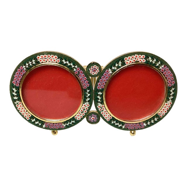 Vintage Micro Mosaic Double Image Picture Frame Italian For Sale