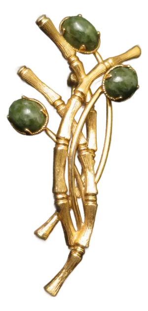 1950s Winard Bamboo Jade Brooch / Pin