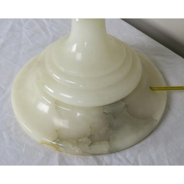 Cream Cream Alabaster Urn Shaped Lamps With Hand Painted Parchment Shades, Pair For Sale - Image 8 of 9