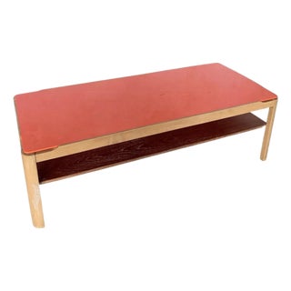 Mid-Century Modern Coffee Table in Orange Acrylic and Teak, 1960s For Sale