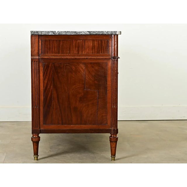 French French 19th Century Louis XVI Style Mahogany & Marble Commode For Sale - Image 3 of 12