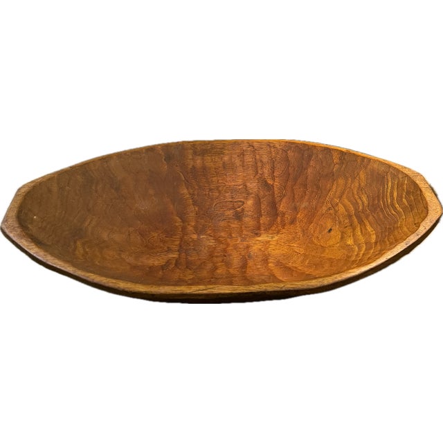 Chocolate Antique Bread Dough Bowl Belted Made With Hand Tools- For Sale - Image 8 of 8