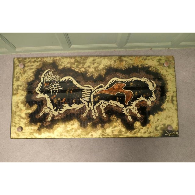 Modernist Italian Eglomisé Glass Top Coffee Table, 1961 For Sale - Image 4 of 9