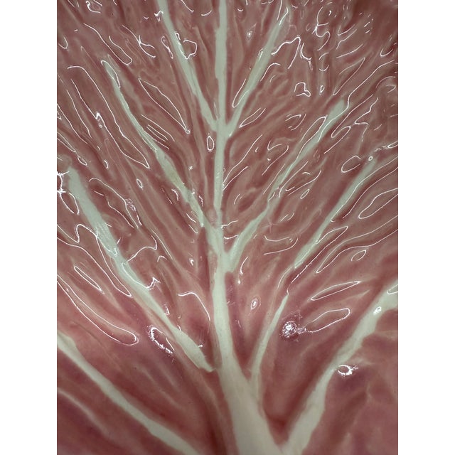 Late 20th Century Late 20th Century Pink Cabbage Leaf Serving Dish For Sale - Image 5 of 11