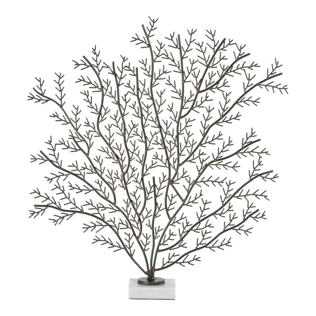 Cetus Coral Branch Metal Sculpture on Marble Base, Medium For Sale