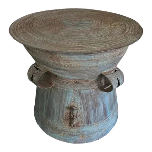 Cast Bronze Rain Drum With Elaborate Detail Patina Finish