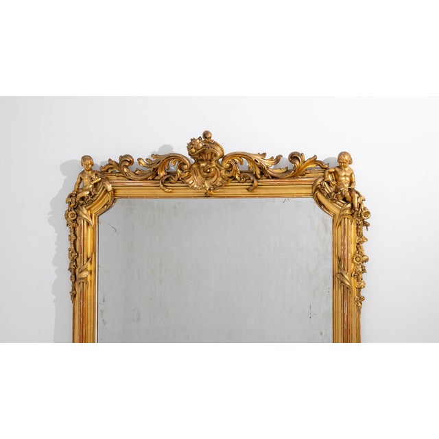 19th Century France Louis XVI Gold Wood Full-length & Floor Mirrors For Sale In Greensboro - Image 6 of 10