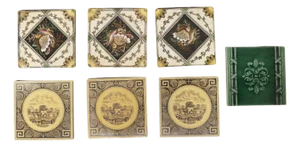 Victorian Ceramic Tiles, Set of 7