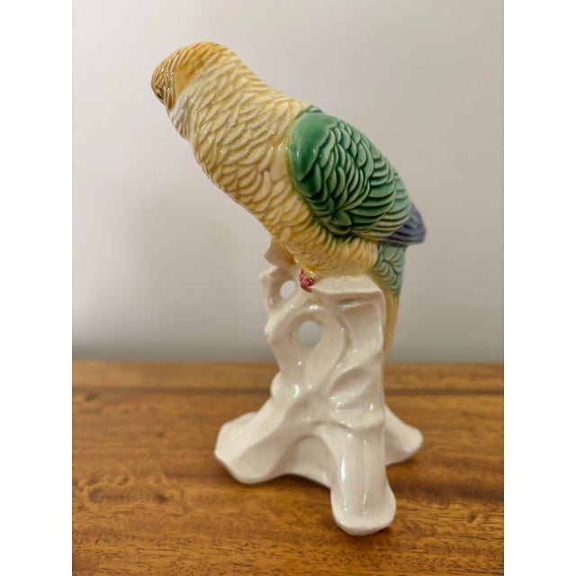1980s Chinese Export Yellow Green Parakeet Budgie For Sale - Image 4 of 8