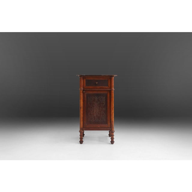 1930s Art Deco Sculptural Nightstand in Dark-Stained Wood, Belgium, 1930s For Sale - Image 5 of 13