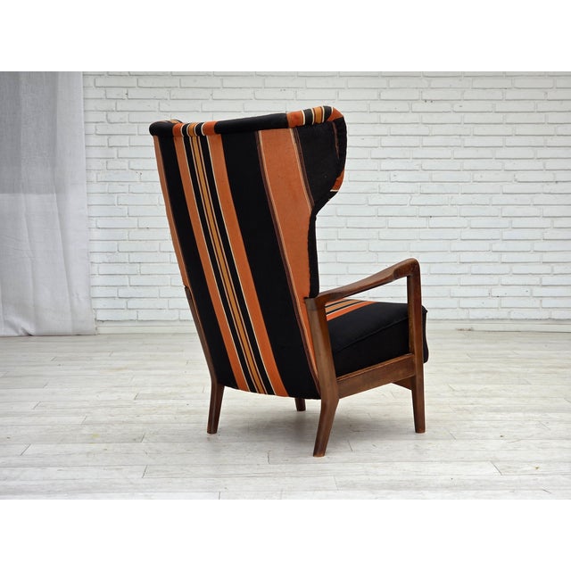 Danish Highback Armchair in Wool and Beech by Fritz Hansen, 1960s For Sale - Image 6 of 18