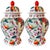 A striking pair of vintage Chinese export porcelain temple / ginger jars, hand-enameled with vibrant overglaze motifs of...
