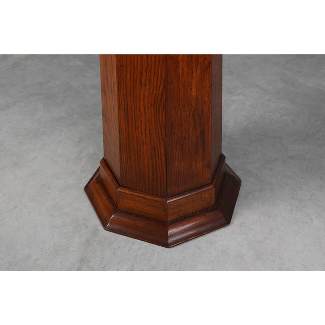 Brown Art Deco French Octagonal Oak Pedestal, 1920s For Sale - Image 8 of 13