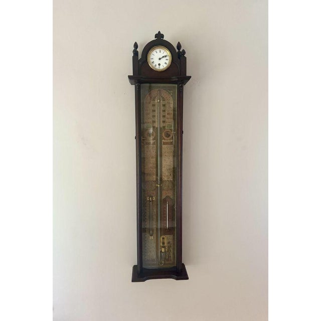 Brown Antique Admiral Fitzroy Barometer and Clock, 1900 For Sale - Image 8 of 8