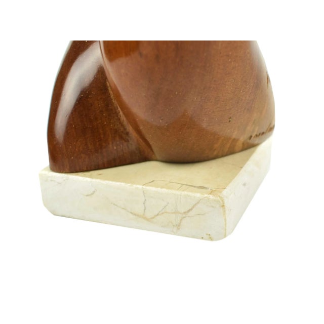 Mid 20th Century Wood Carved Nude Female Torso Sculpture on Stone Base by Amalina For Sale - Image 9 of 12