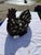 Metal Cast Iron and Green Bubble Glass Tealight Holder For Sale - Image 7 of 9