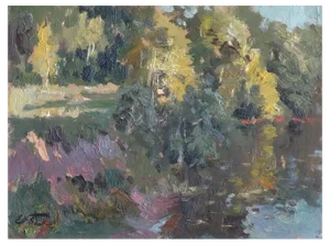 Edgars Vinters, Summer Evening, 1982, Oil on Cardboard