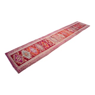 Hand-Knotted Kurdish Runner Rug . Tribal Long Runner Rug - 2′10″ × 14′5″ For Sale
