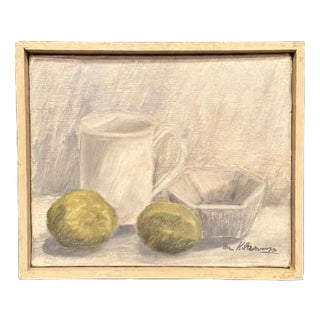 Main Klarmo‑kärred, Jug, Bowl and Fruits, 1961, Oil Painting on Canvas, Framed For Sale